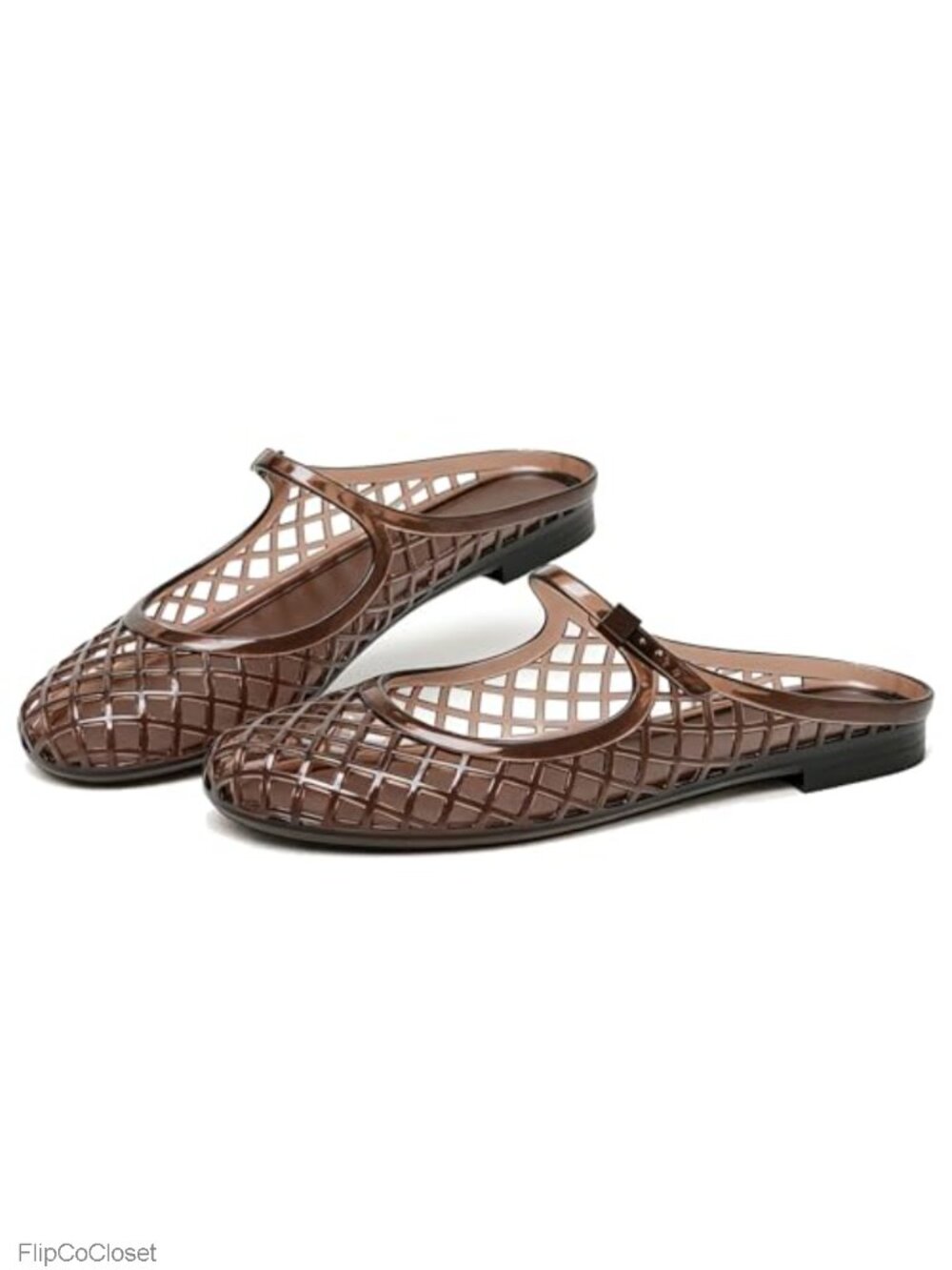 Clear Jelly Mary Jane Flats Closed Toe Buckle Slides Women